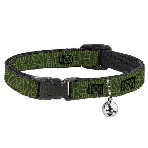 Breakaway Cat Collar with Bell - Avatar Last Airbender Earth Element Symbol Black Olive Green on Sale