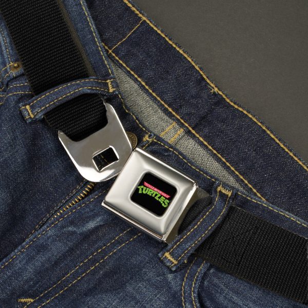Classic TMNT Logo Full Color Seatbelt Belt - Black Webbing Cheap - Image 2