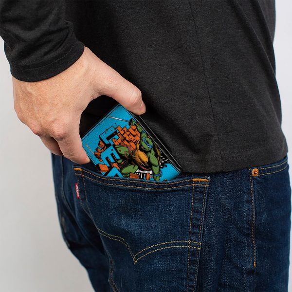 Bi-Fold Wallet - Teenage Mutant Ninja Turtles LEO Action Pose Blue Cheap - Image 5